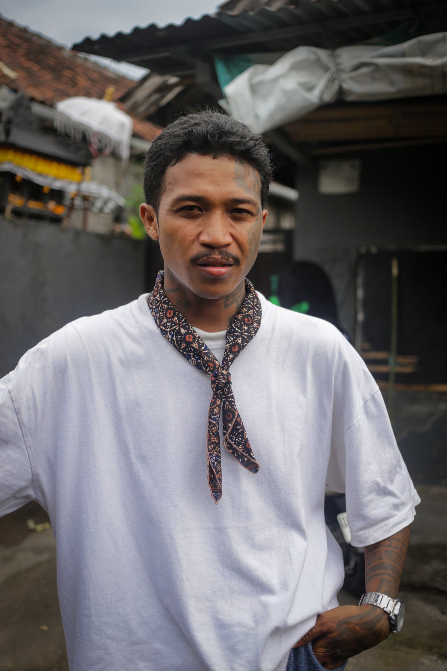 Batik Bandana Scarf - Cotton brown/blue