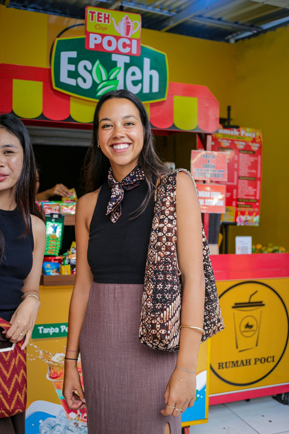 Mini Batik Bag – Ceplok Motif – Dark Brown and White