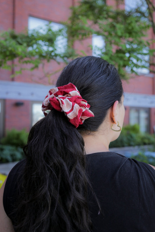 Batik Scrunchie - Mega Mendung Red (slightly smaller)
