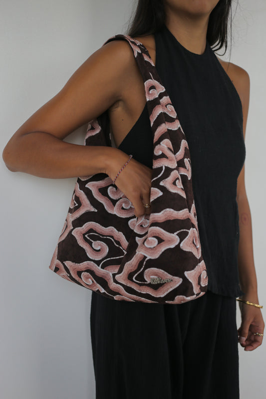 NEW: Batik Joy Bag - Mega Mendung brown