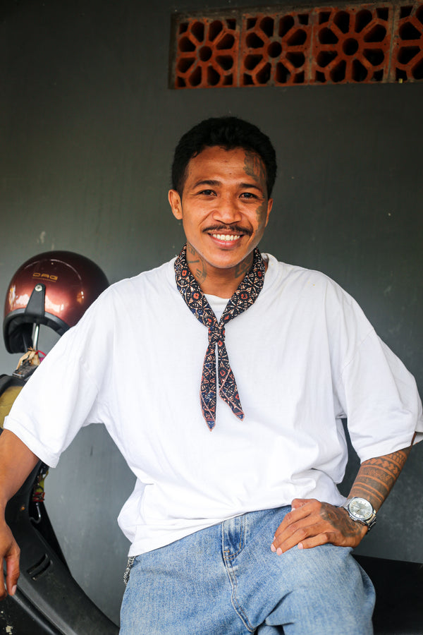 Batik Bandana Scarf - Cotton brown/blue