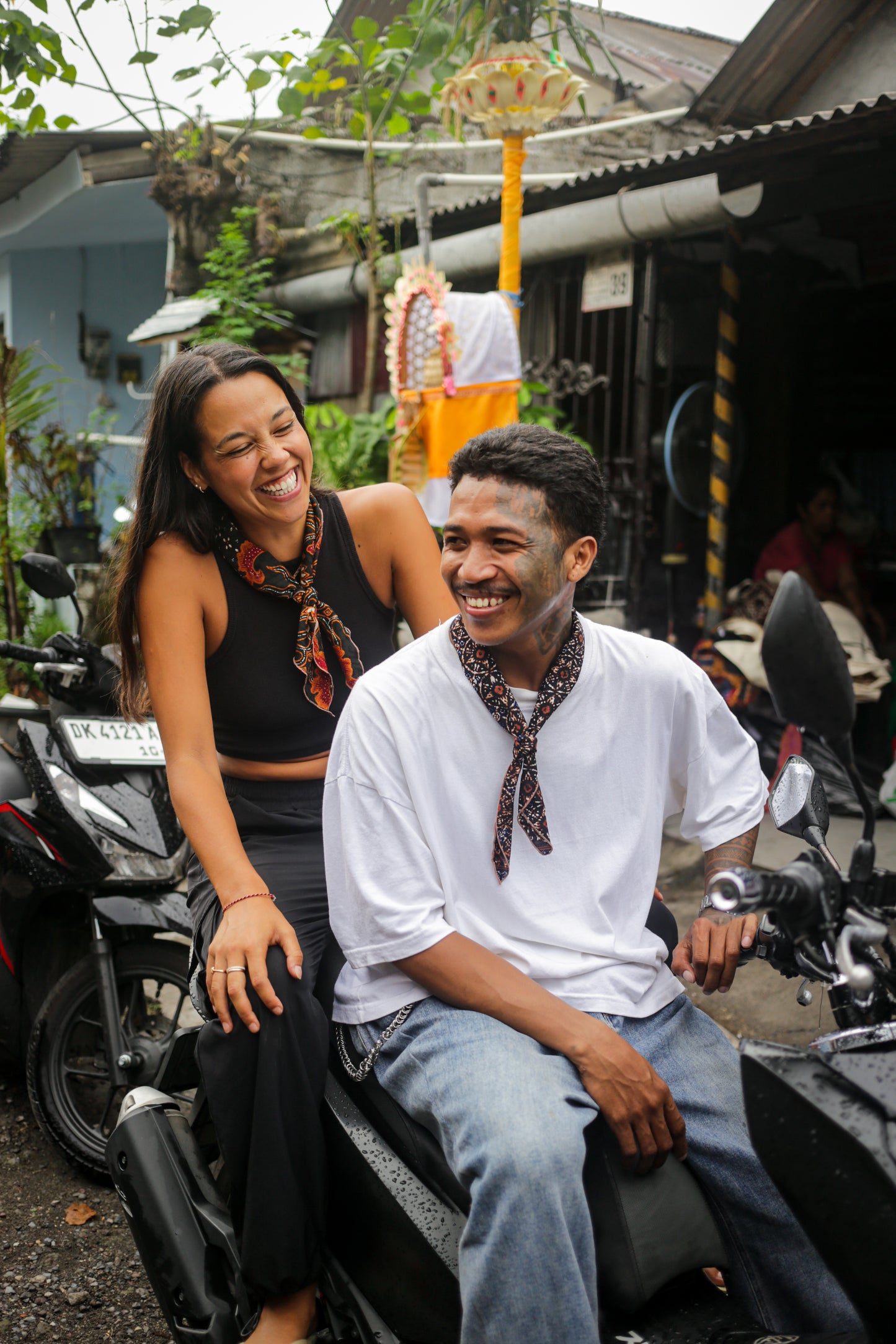 Batik Bandana Scarf - Cotton brown/blue