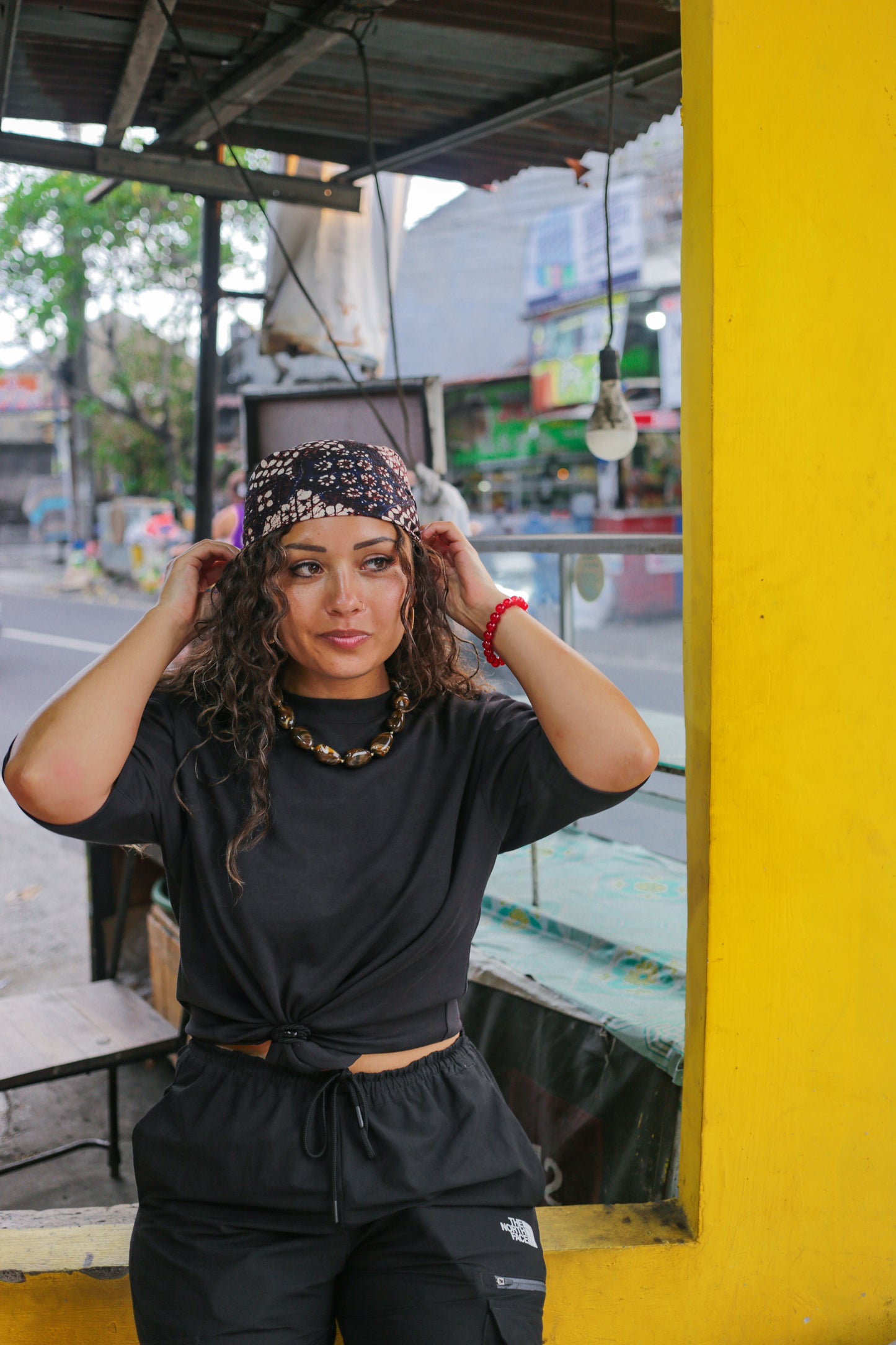 Batik Bandana Scarf – Brown & Blue Cotton Mix